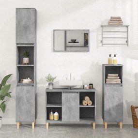 vidaXL 3 pcs conj. móveis casa banho derivados madeira cinza cimento
