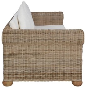 2 pcs conjunto de sofás com almofadões vime natural