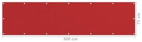 Tela de varanda 75x300 cm PEAD vermelho