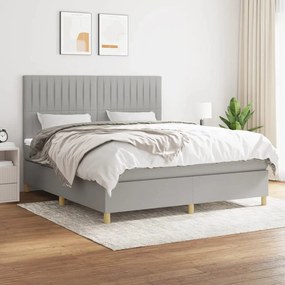 vidaXL Cama com molas/colchão 180x200 cm tecido cinzento-claro