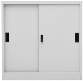 Armário escritório porta deslizante 90x40x90 cm aço cinza-claro