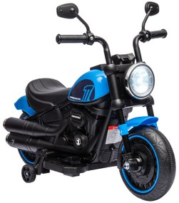 HOMCOM Motocicleta Elétrica para Crianças de 18-36 Meses com Bateria 6V Farol e Rodas Auxiliares Removíveis 76x42x57 cm Azul | Aosom Portugal
