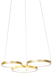 Candeeiro de suspensão dourado incl. LED 3-luz regulável em 3 etapas - Rondas Moderno