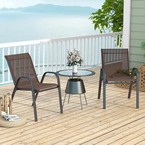 Conjunto de 4 cadeiras de jardim empilháveis em textilene e estrutura de metal 56 x 70 x 84 cm preto