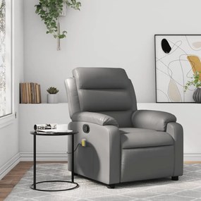 vidaXL Poltrona de massagens reclinável couro artificial cinzento