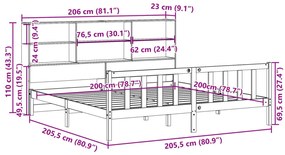 Cama com estante sem colchão 200x200 cm pinho maciço branco