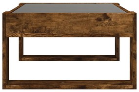 Mesa de centro luzes LED Infinity 70x53x30 cm carvalho fumado