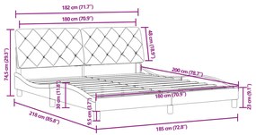 Estrutura de cama c/ cabeceira 180x200 cm veludo cinzento-claro