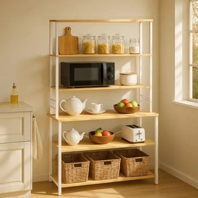 Armário de cozinha com design industrial 40 x 100 x 167 cm em cor de carvalho e branco