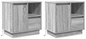 Cômodas de Canto com LED 2 pcs Cinza Sonoma 50x34,5x50 cm
