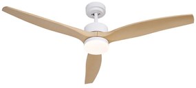 Ventilador de teto branco com impressão de madeira 132cm incl. LED regulável com controle remoto - Joly Moderno