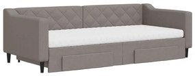 Sofá-cama c/ gavetão/gavetas 90x200 cm tecido cinza-acastanhado