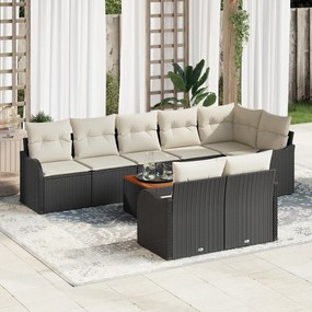 Conjunto de Sofá de Jardim 9 Peças com Almofadas em Rattan Polipropile