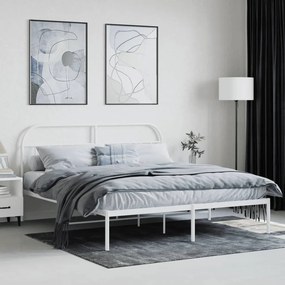 Estrutura de cama com cabeceira 180x200 cm metal branco