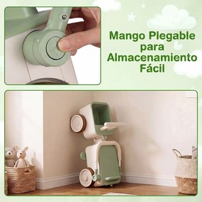Andador Infantil 3 em 1, 67,5 x 28 x 35 cm, Pega Dobrável, Verde