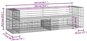 Banco jardim design gabião 244x71x65,5cm madeira douglas maciça