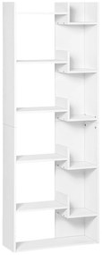 HOMCOM Estante para livros de 6 níveis estante vertical sistema anti-tombamento de desenho moderno 60x21x162,5 cm Branco | Aosom Portugal