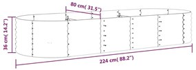 Canteiro elevado jardim 224x80x36 cm aço revestido a pó verde