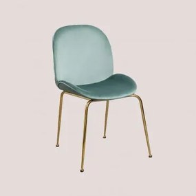Pacote de 4 cadeiras de jantar Pary Velvet Verde Abeto & Dourado - Sklum