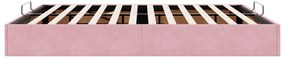 Estrutura de cama otomana sem colchão 160x200 cm veludo rosa
