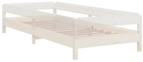 Cama empilhável 75x190 cm madeira de pinho maciça branco
