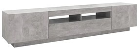 Móvel de TV com luzes LED 200x35x40 cm cinzento cimento