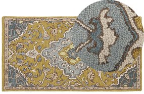 Tapete de lã amarelo e azul 80 x 150 cm MUCUR Beliani