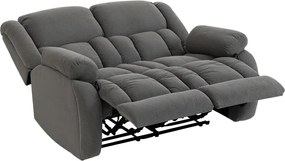 Sofá Reclinável Manual de 2 Lugares Ajuste Separado Revestimento em Veludo Apoio para os Pés Ajustável 145x100x102 cm Cinzento