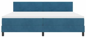 Cama Box Spring vidaXL com Colchão Azul Escuro 200x200 cm Veludo