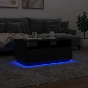 Mesa de centro com luzes LED 90x49x40 cm preto