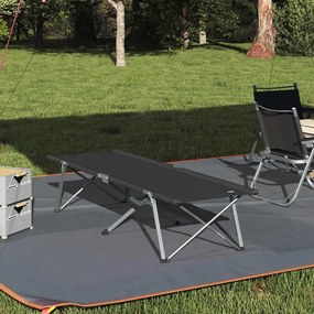 vidaXL Cama de Camping Dobrável Manual Preto 194 x 62,5 x 42,5 cm