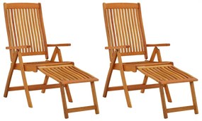 Cadeiras jardim dobráveis c/ apoio de pés 2pcs eucalipto maciço