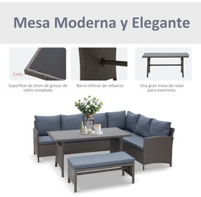 Conjunto de 4 Peças de Móveis e Vime com Almofadas Acolchoadas para Ja