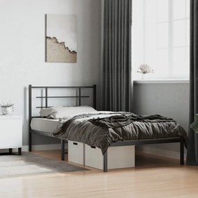 vidaXL Estrutura de cama com cabeceira 100x200 cm metal preto