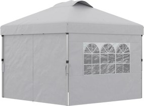 Tenda pop-up dobrável  3 x 3, altura ajustável, paredes laterais, aberturas de ventilação, janelas, saco de transporte com Rodas cinzento claro