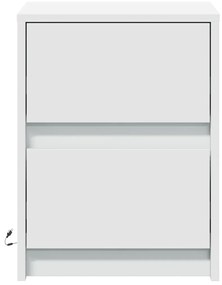 Mesas de cabeceira c/ luzes LED 2 pcs derivados madeira branco