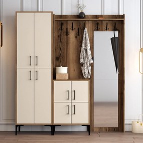 Cabideiro Berlin ABC – Nogueira e Creme – 180x200x35 cm