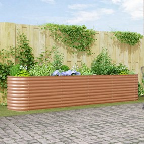 vidaXL Cama Elevada de Jardim Efeito Madeira Aço galvanizado
