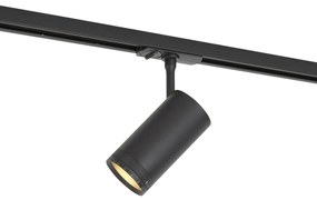 Foco moderno preto para sistema de calha monofásico com LED giratório e inclinável - Iconic Zoom