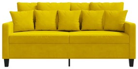 Sofá Cinha de 2 Lugares - Cor Amarelo - 158x77x80 cm - Em Veludo e Est