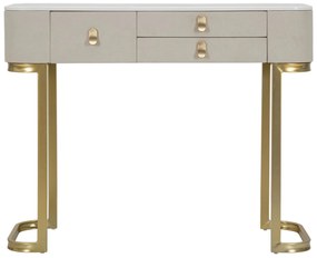 MESA CONSOLA COM 3 GAVETAS BEAUTY 100X40X80 CM CREME E DOURADO