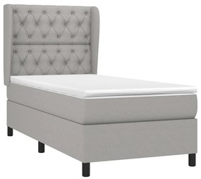 Cama com molas/colchão 80x200 cm tecido cinza-claro