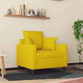 Poltrona Cinha - Cor Amarelo - 78x77x80 cm - Em Veludo e Estrutura em