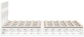 Cama sem colchão 150x200 cm madeira de pinho maciça branco