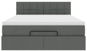 Cama otomana com colchão &amp; LEDs 140x200 cm cinzento escuro