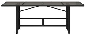 Mesa de jardim com tampo de vidro 190x80x74 cm vime PE preto
