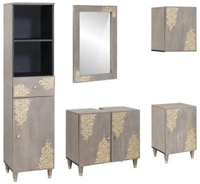 vidaXL Conjunto de Armários para Banheiro com gaveta 5 pcs Cinzeto