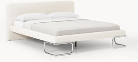 Cama estofada em bouclé com pernas de metal Olina