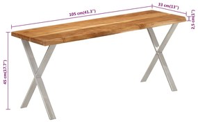 Banco com bordas vivas 105 cm madeira de acácia maciça