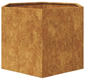 Vaso/floreira de jardim hexagonal 69x60x45 cm aço corten